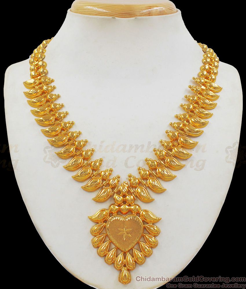 Kerala Bridal Pattern One Gram Gold Necklace For Party Wear NCKN2148