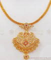 Peacock Design Ruby White Stone Impon Gold Necklace NCKN2154