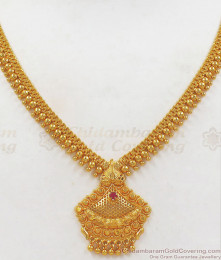 Party Wear Gold Covering Necklace With Single Ruby Stone Collections NCKN2162