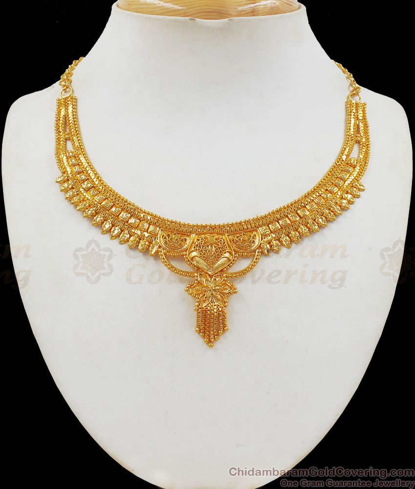 Beautiful Kolkata Gold Necklace From Chidambaram Gold Covering Collections NCKN2167