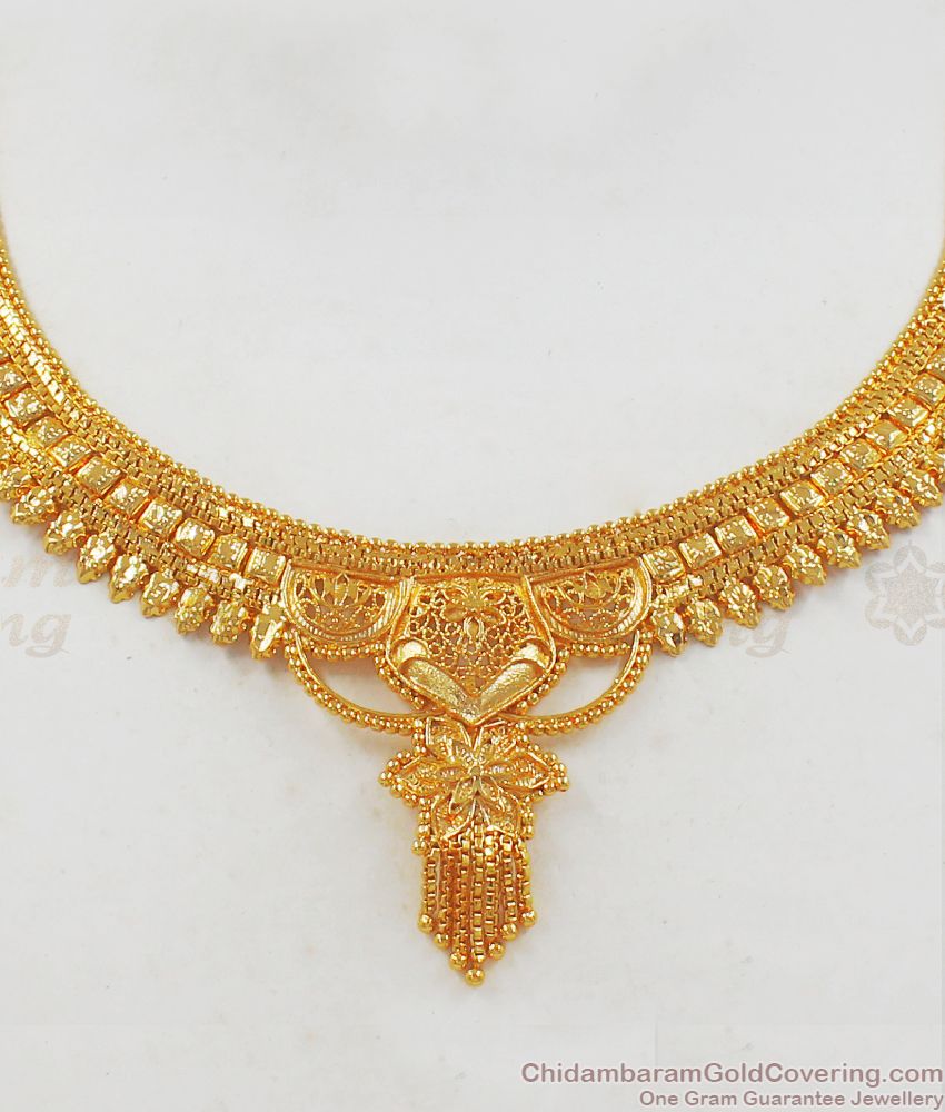 Beautiful Kolkata Gold Necklace From Chidambaram Gold Covering Collections NCKN2167