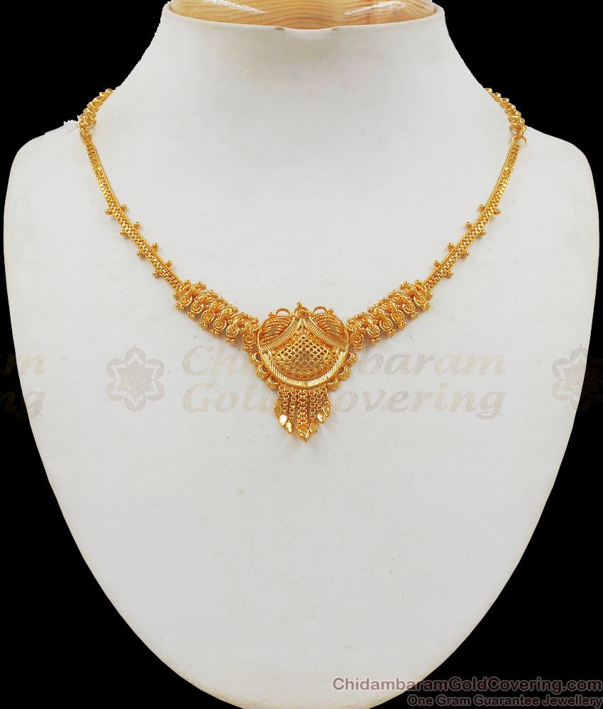 Traditional Kolkata Gold Necklace From Chidambaram Gold Covering NCKN2168