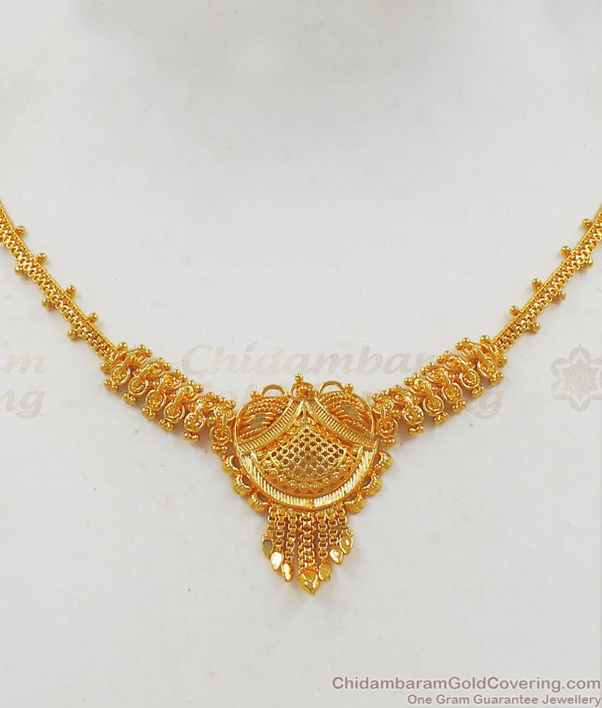 Traditional Kolkata Gold Necklace From Chidambaram Gold Covering NCKN2168