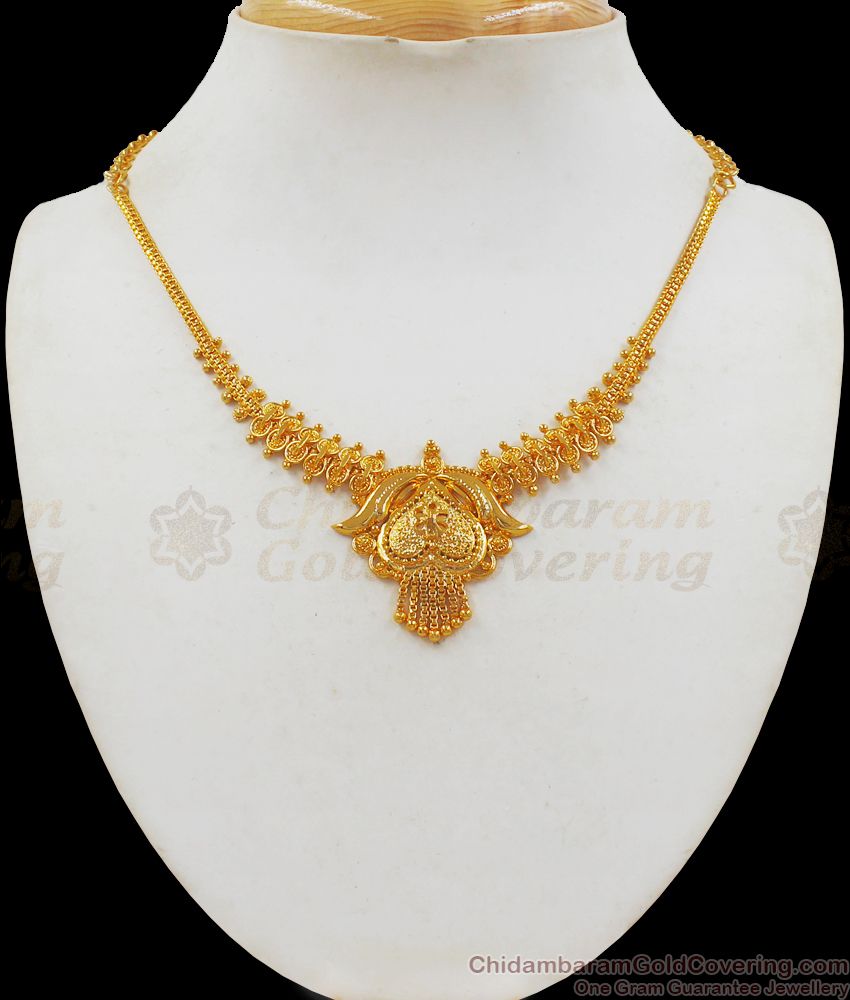 One Gram Kolkata Gold Necklace From Chidambaram Gold Covering Collections NCKN2170