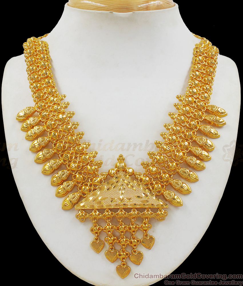 Grand Kerala Pattern One Gram Gold Necklace For Party Wear NCKN2173