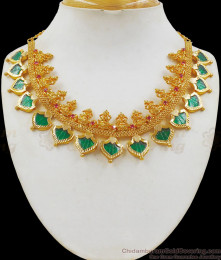Kerala Palakka Pattern Lakshmi Gold Necklace For Party Wear NCKN2174
