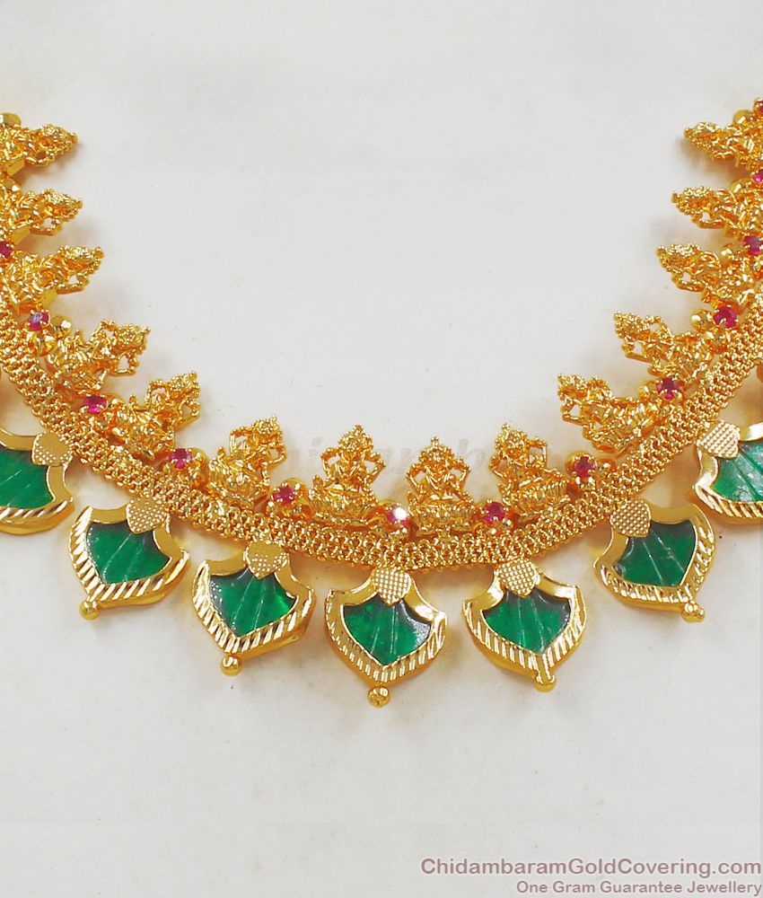 Kerala Palakka Pattern Lakshmi Gold Necklace For Party Wear NCKN2174