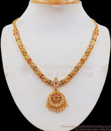 Unique Multi Stone Impon Gold Necklace Bridal Wear NCKN2178 Unique Multi Stone Impon Gold Necklace Bridal Wear NCKN2178