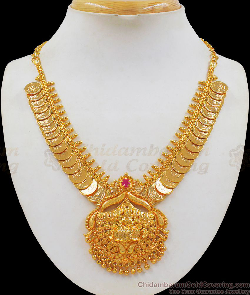 Handcrafted Kasu Malai Necklace With Lakshmi Bridal Collections NCKN2184