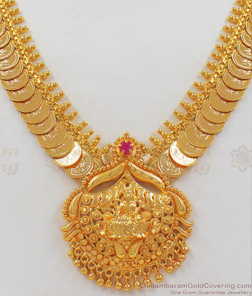 Handcrafted Kasu Malai Necklace With Lakshmi Bridal Collections NCKN2184