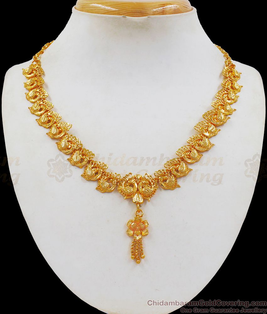 Unique Peacock Bridal Necklace One Gram Gold Jewelry Shop Online NCKN2188