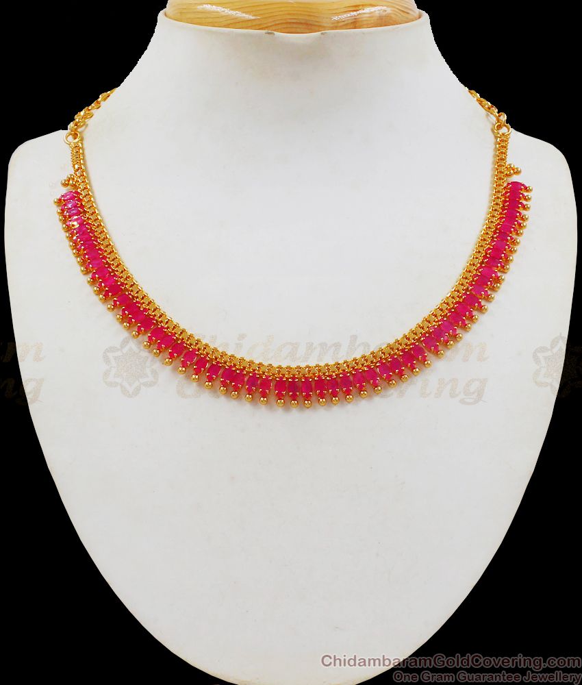 Elegant Full Ruby Stone Gold Necklace For Party Wear Collection NCKN2193