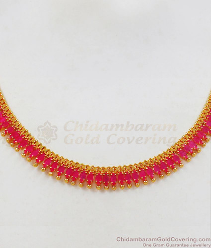 Women Attractive Beautiful Skin Friendly Stylish Design Yellow Gold And Ruby  Necklace at 45000.00 INR in Jaipur | Shiv Shakti Ornaments