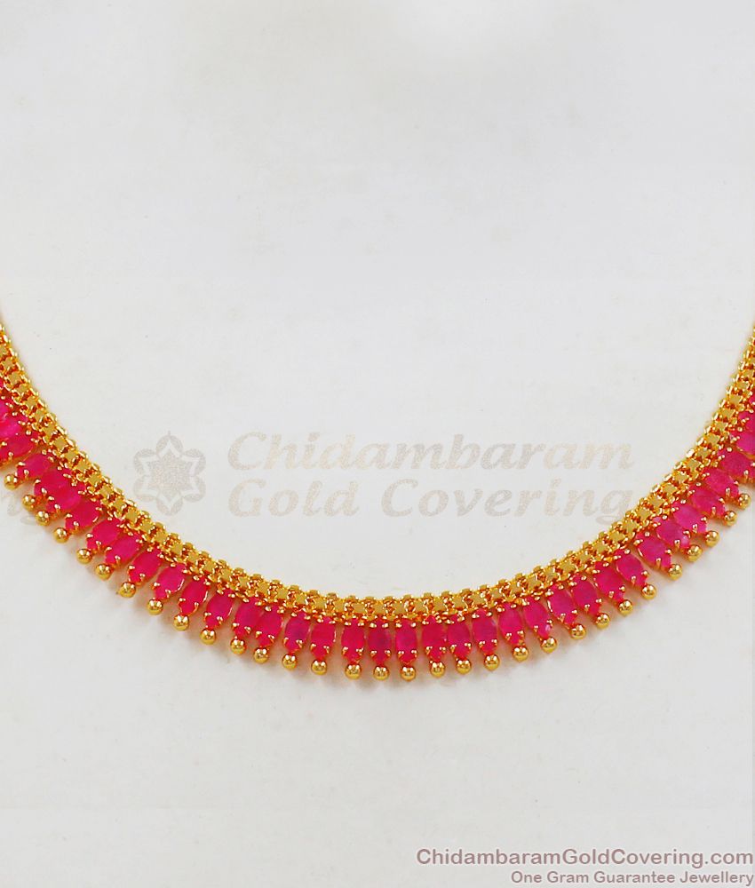 Elegant Full Ruby Stone Gold Necklace For Party Wear Collection NCKN2193