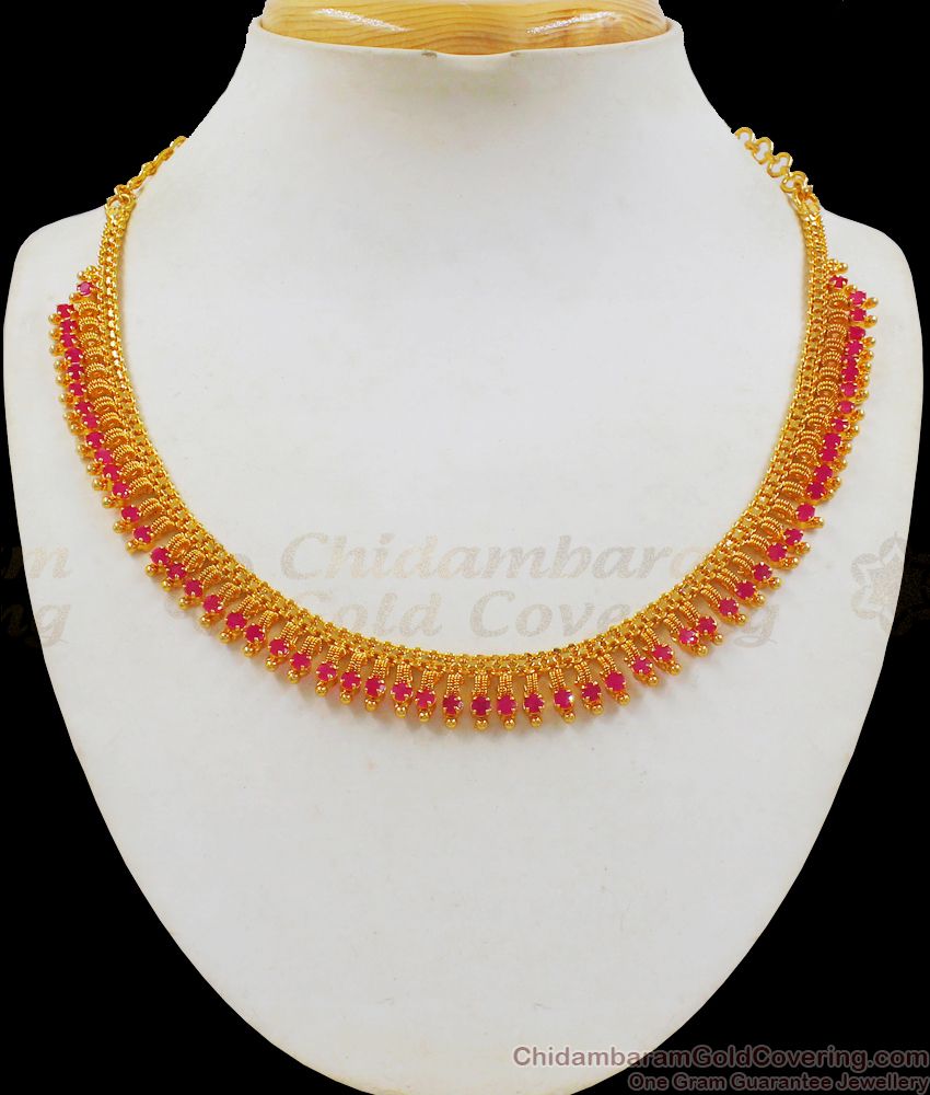 New Collection Ruby Stone Gold Necklace For Party Wear Collection NCKN2194