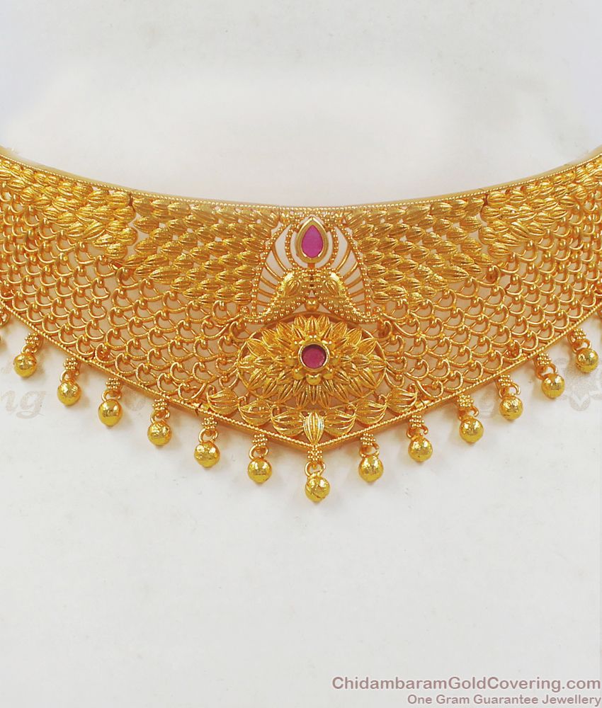 One Gram Gold Choker Design with Earrings Bridal Jewelry Collections  NCKN2197