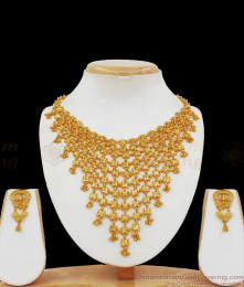 Kerala Elakathali Gold Net Choker with Earrings Brides Jewelry Collections NCKN2199