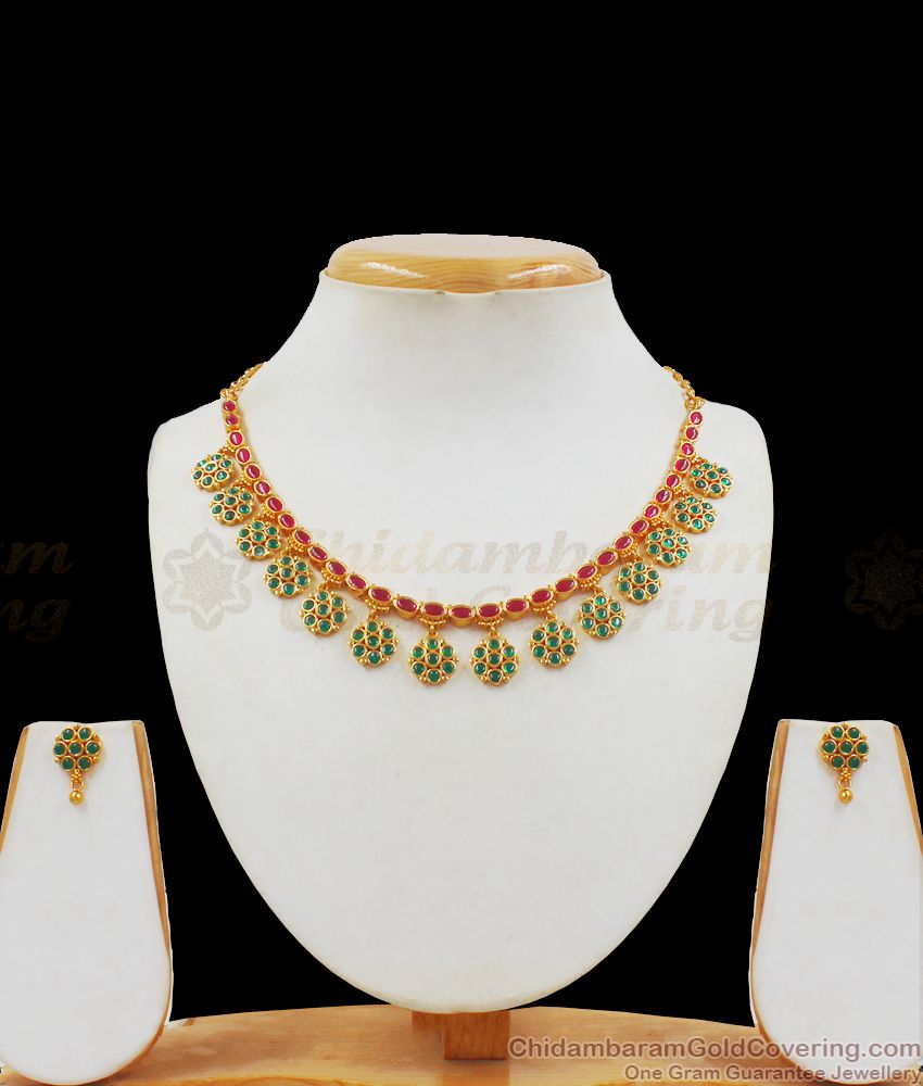 Beautiful Kemp Stone Gold Necklace with Earrings Party Wear Collections NCKN2202