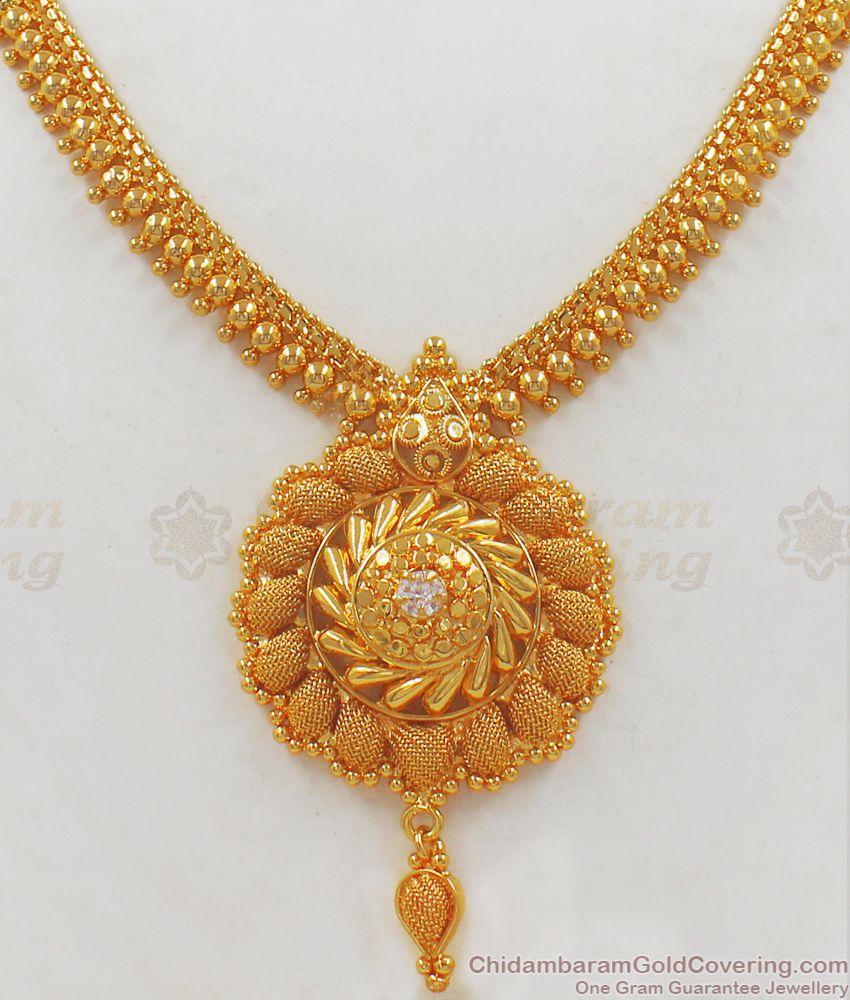 Trendy Gold Imitation Necklace From Chidambaram Gold Covering Collections NCKN2206
