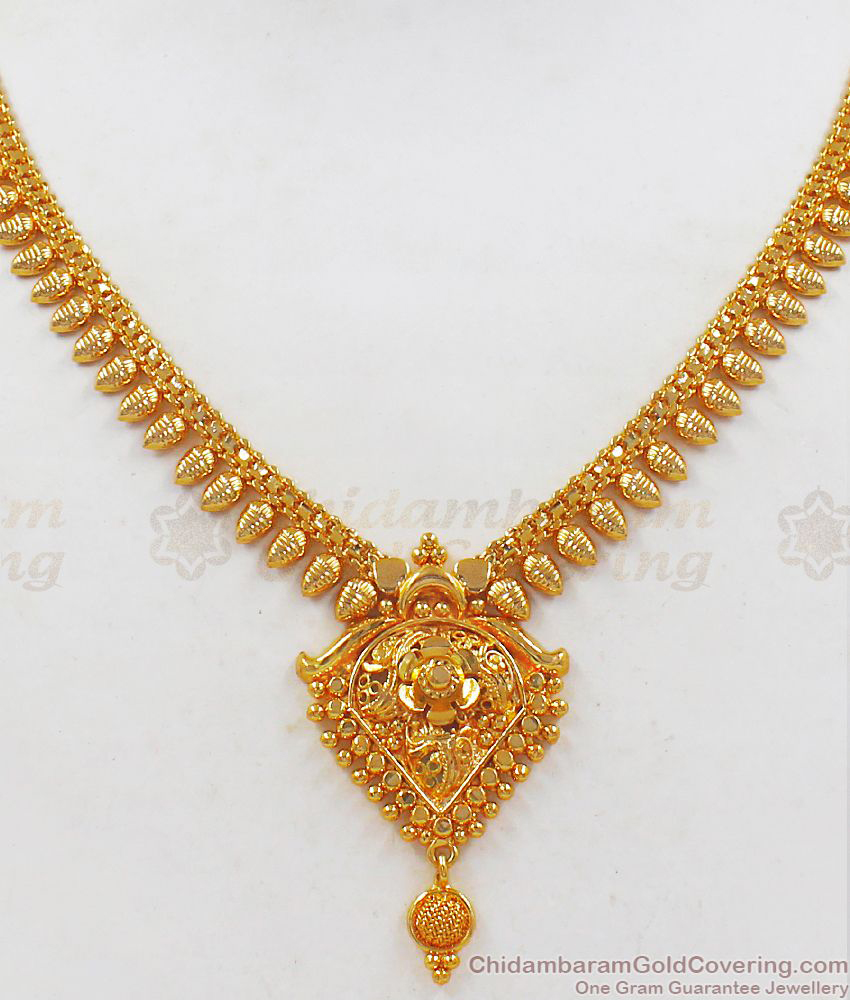 Party Wear Gold Covering Necklace With Single Ruby Stone Collections NCKN2210