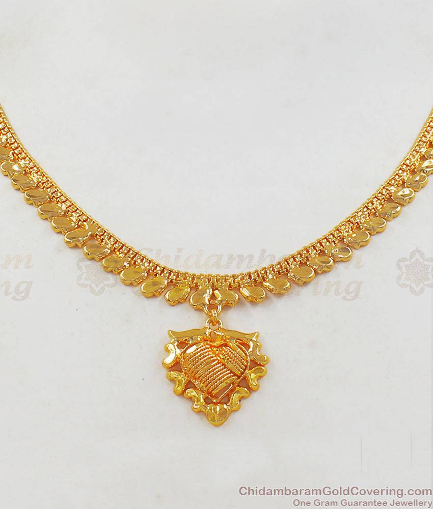 Simple Kolkata Gold Necklace From Chidambaram Gold Covering NCKN2221