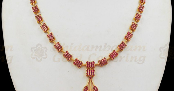 Fancy Ruby Stone Gold Necklace For 