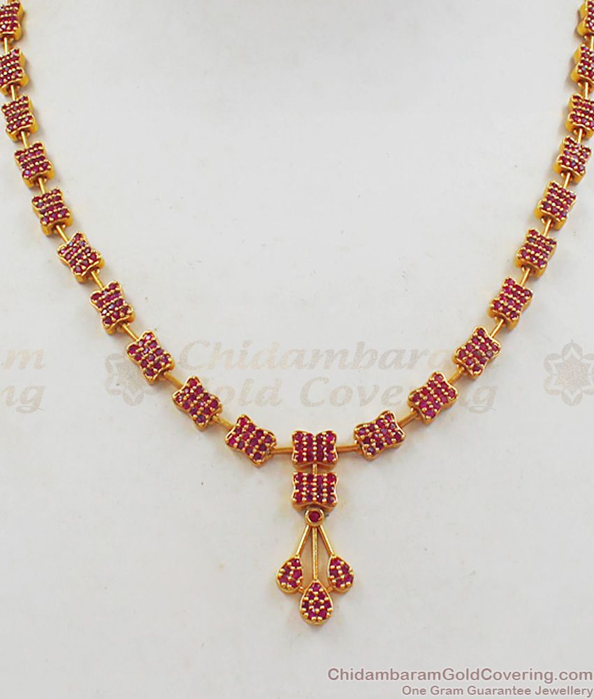 Fancy Ruby Stone Gold Necklace For Party Wear Collections NCKN2226