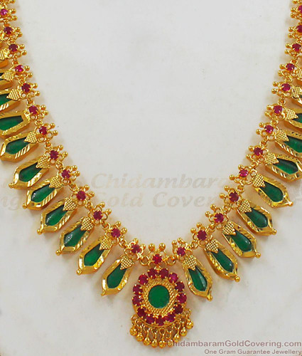 1Gram Gold Covering Kerala Necklace With Jimmiki