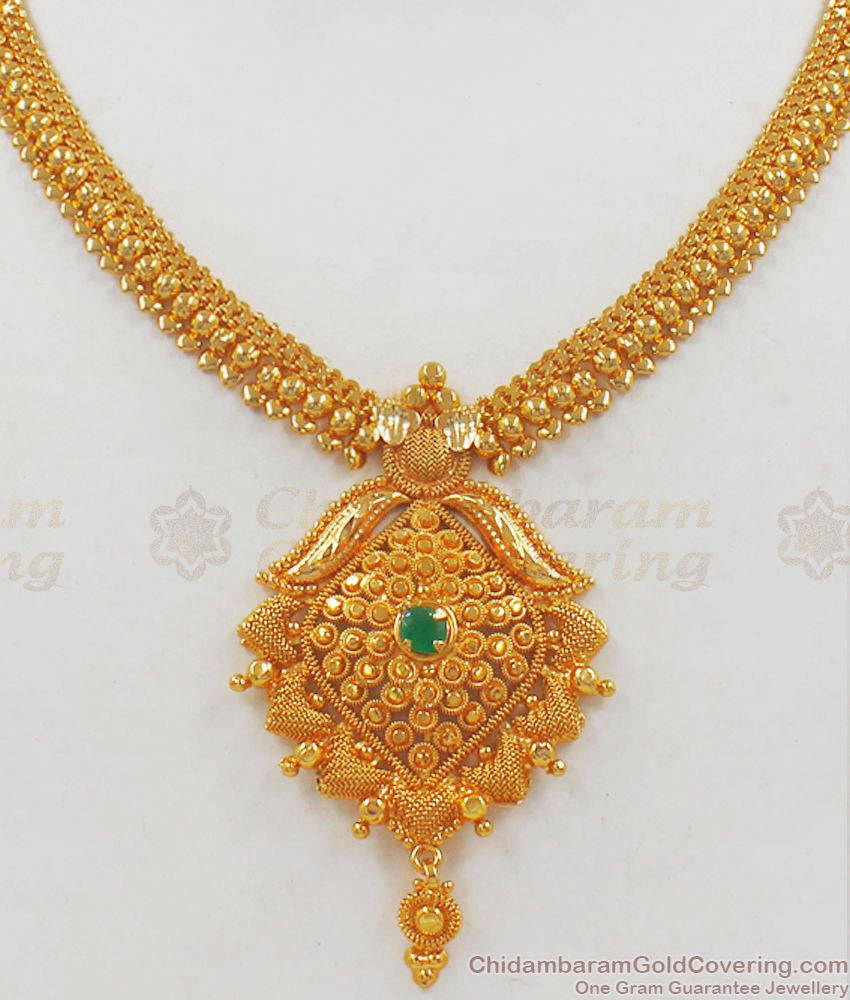 AD Green Stone Gold Necklace Designs Bridal Collections NCKN2231