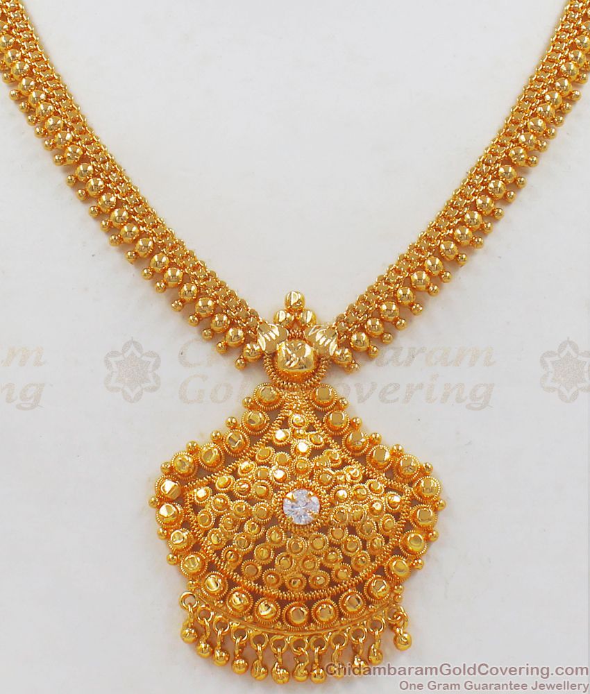 Bridal Wear Gold Necklace Designs From Chidambaram Gold Covering NCKN2233