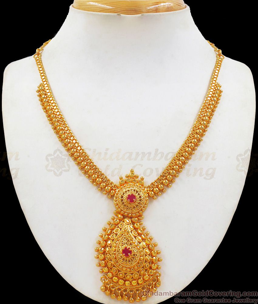 Ruby Stone  Mango Design Gold Necklace Designs Party Wear Collections NCKN2238