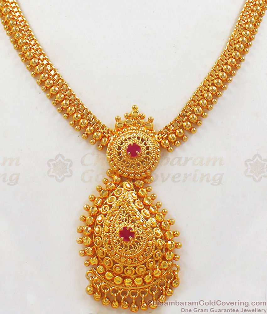 Ruby Stone  Mango Design Gold Necklace Designs Party Wear Collections NCKN2238