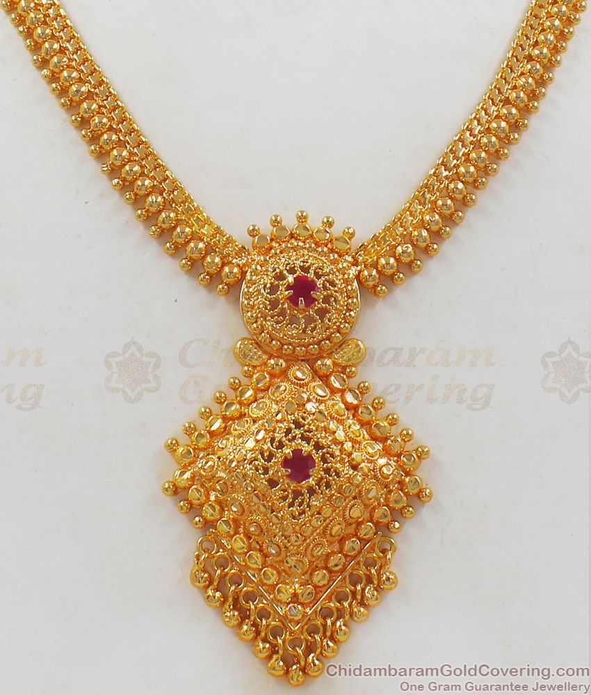 Stunning 1 Gram  Gold Necklace Designs Party Wear Collections NCKN2239