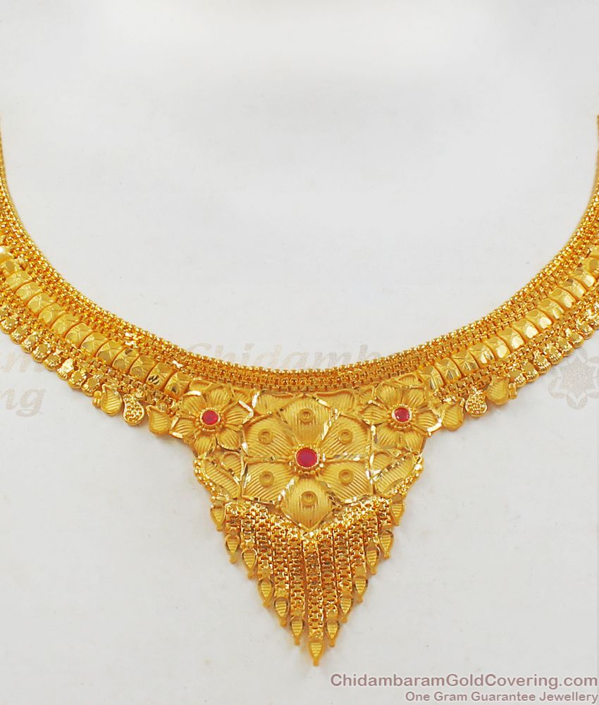 Look Like Real Gold Necklace Set For Bridal Wear NCKN2247