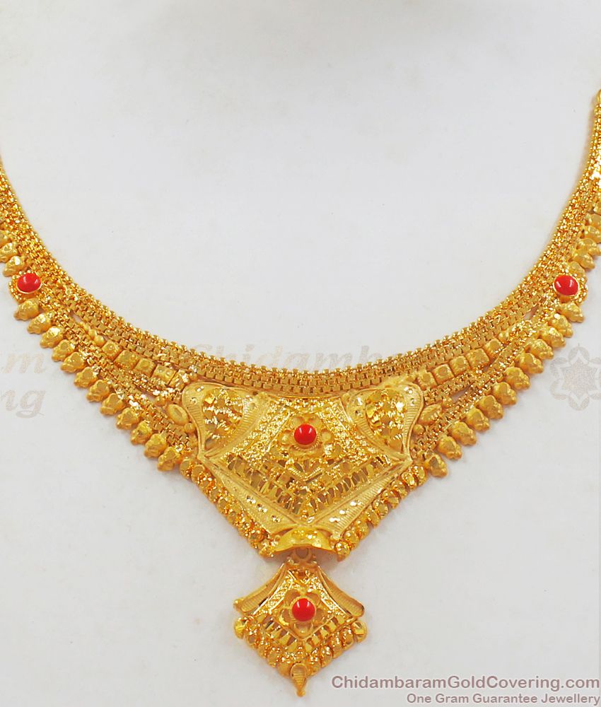 Latest Look Like Original Real Gold Necklace Set For Bridal Wear NCKN2248