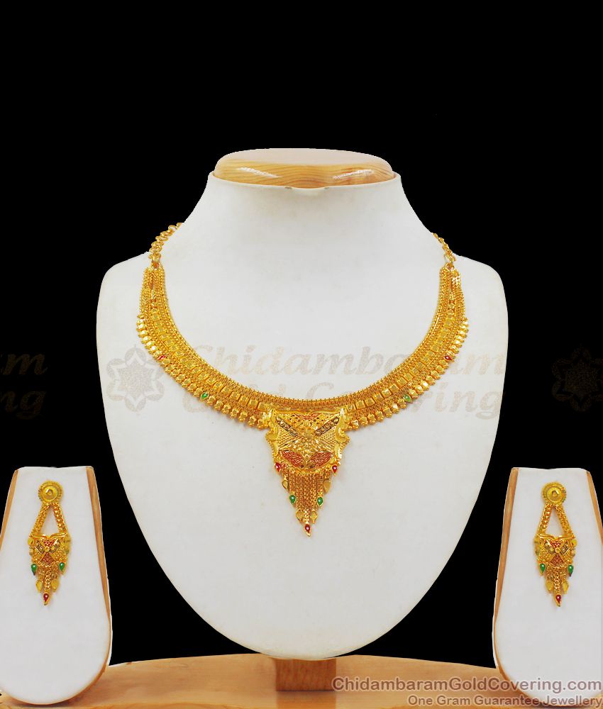 Pretty Enamel Gold Necklace Set  Collection For Party Wear NCKN2252