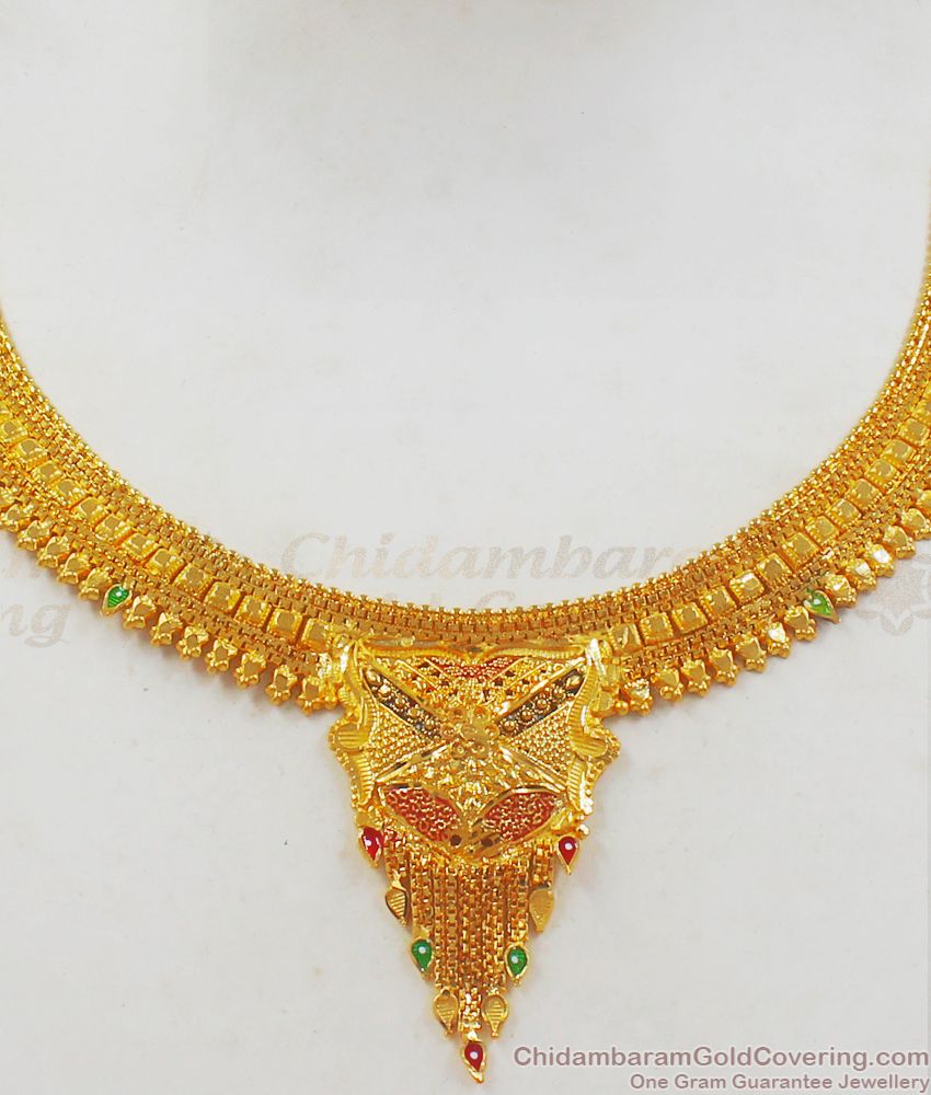 Pretty Enamel Gold Necklace Set  Collection For Party Wear NCKN2252