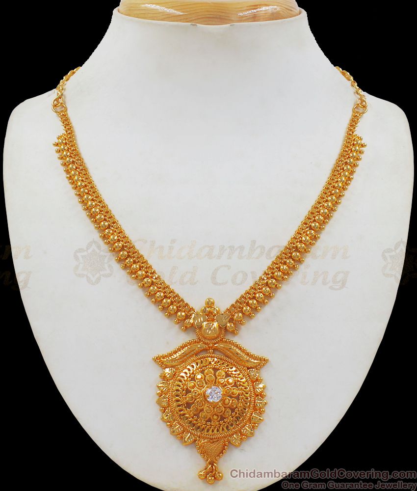 Bridal Wear 1 Gram Gold Necklace Designs NCKN2253