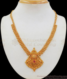 Single Ruby Stone 1 Gram Gold Plated Necklace Designs NCKN2259