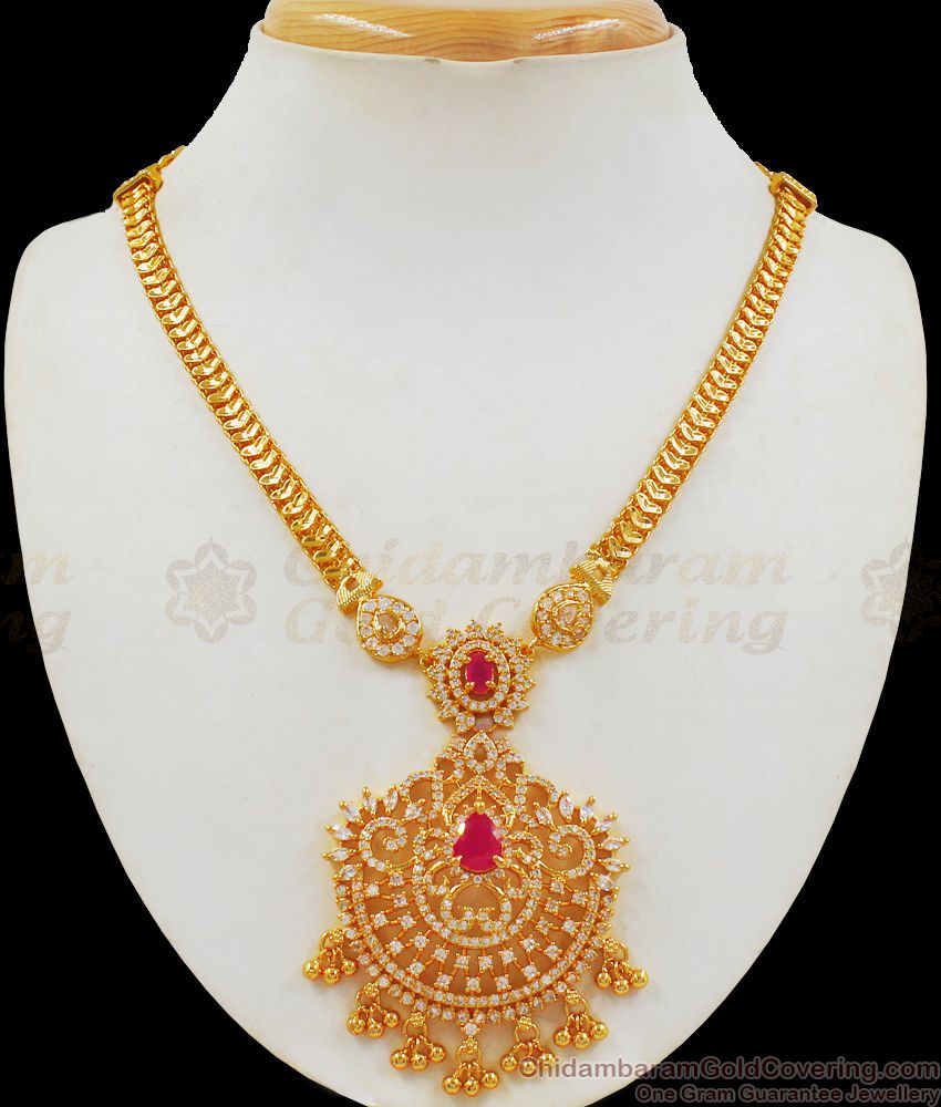 New Collection Ruby Stone Gold Necklace For Party Wear NCKN2261