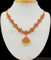 Pretty Kemp And Pearl Gold Necklace For Function Wear NCKN2264