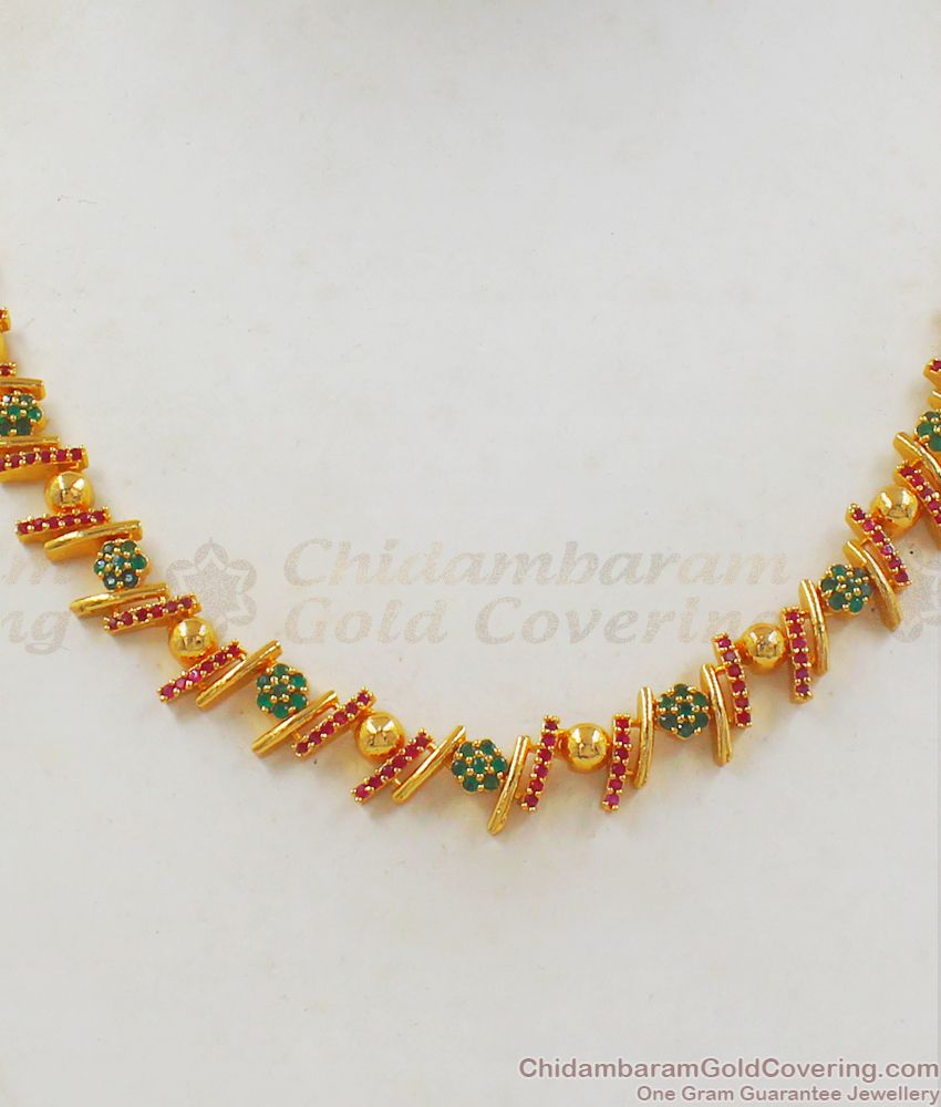AD Multi Stone Gold Necklace For Ladies Party Wear NCKN2268 AD Multi Stone Gold Necklace For Ladies Party Wear NCKN2268
