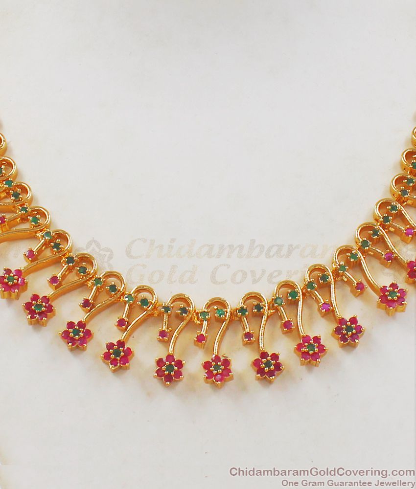 Unique Flower Design Gold Necklace For Ladies Party Wear NCKN2270