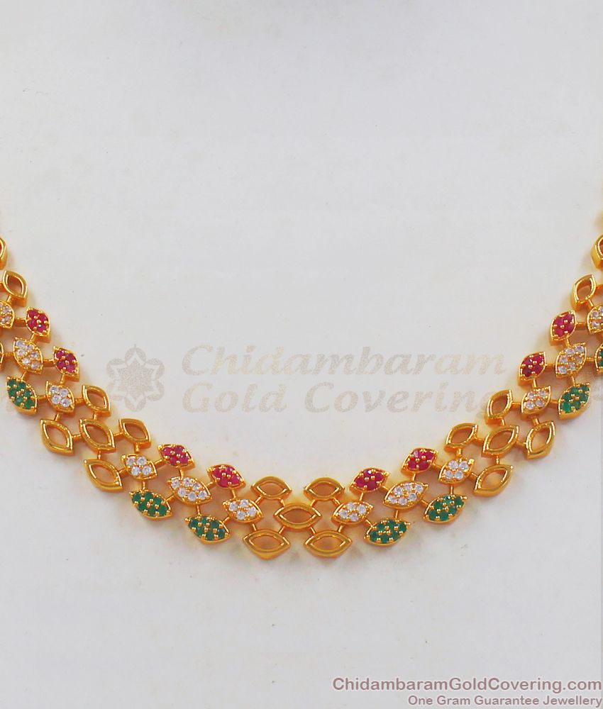 Royal Look Multi Color Stone Gold Necklace Collections NCKN2274