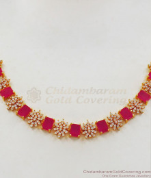 Trending Design Ruby And AD Stone Gold Necklace NCKN2276