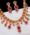 Stunning Design Ruby Ad Stone Gold Necklace For Wedding NCKN2278