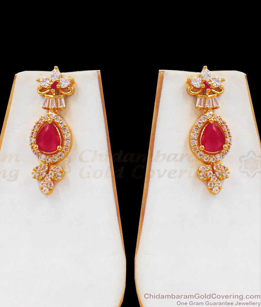 Stunning Design Ruby Ad Stone Gold Necklace For Wedding NCKN2278