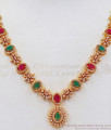 Fancy Design Multi Stone Gold Necklace With Earrings Set NCKN2280