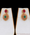 Fancy Design Multi Stone Gold Necklace With Earrings Set NCKN2280