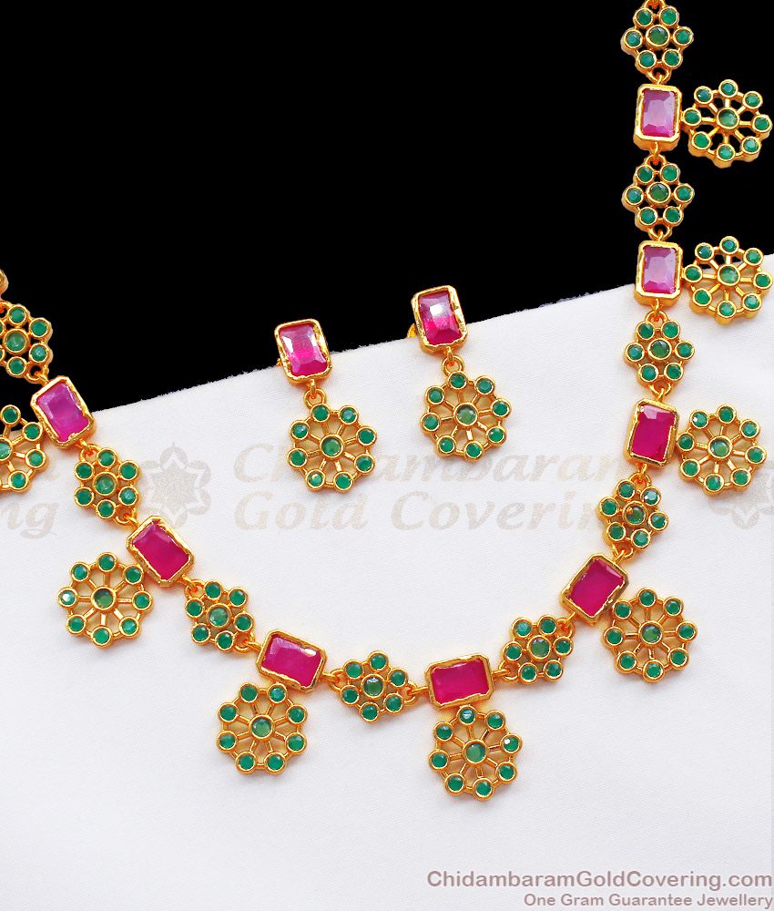 New Arrival Fancy Design Gold Necklace With Earrings Set NCKN2282